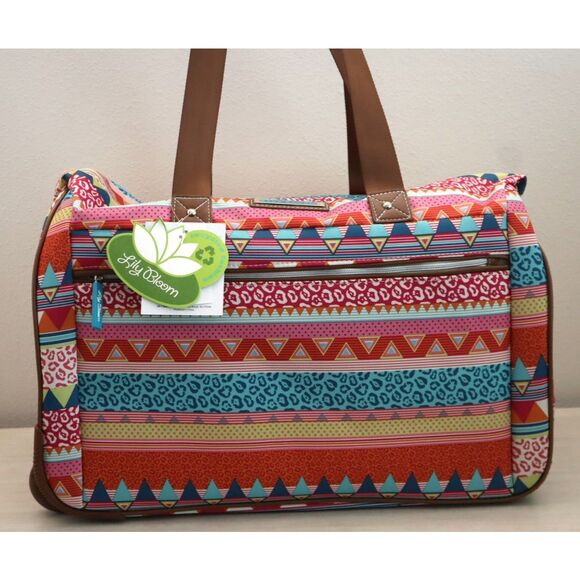 Lily Bloom M3965-80-WC Orange Multi On The Prowl 20" Rolling Duffle Bag - Picture 1 of 14